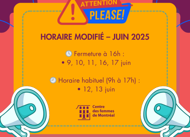 Changement d’horaire temporaire au Centre